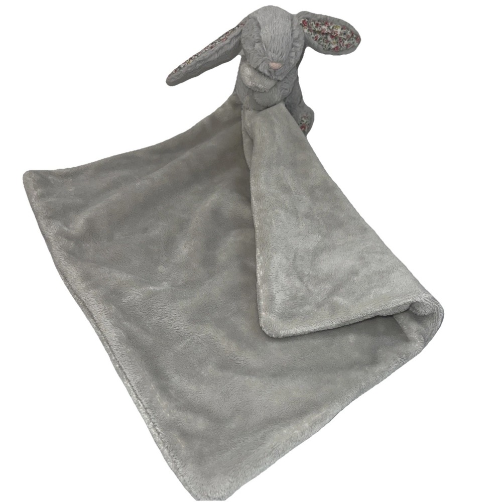 Jellycat Comforter Blanket Silver Grey Bunny Rabbit Floral Flower Pink Ears